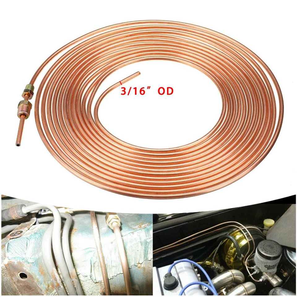 Manguera de tubo de freno de cobre 25 pies 3/16 - Unión de junta de tubería de tubo de rollo de línea 3/16" con tuerca Foto 4 de 4