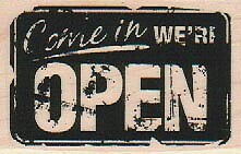 Open Sign 1 1/2 x 2 1/4'' Rubber Stamp, Word/Phrase Stamp