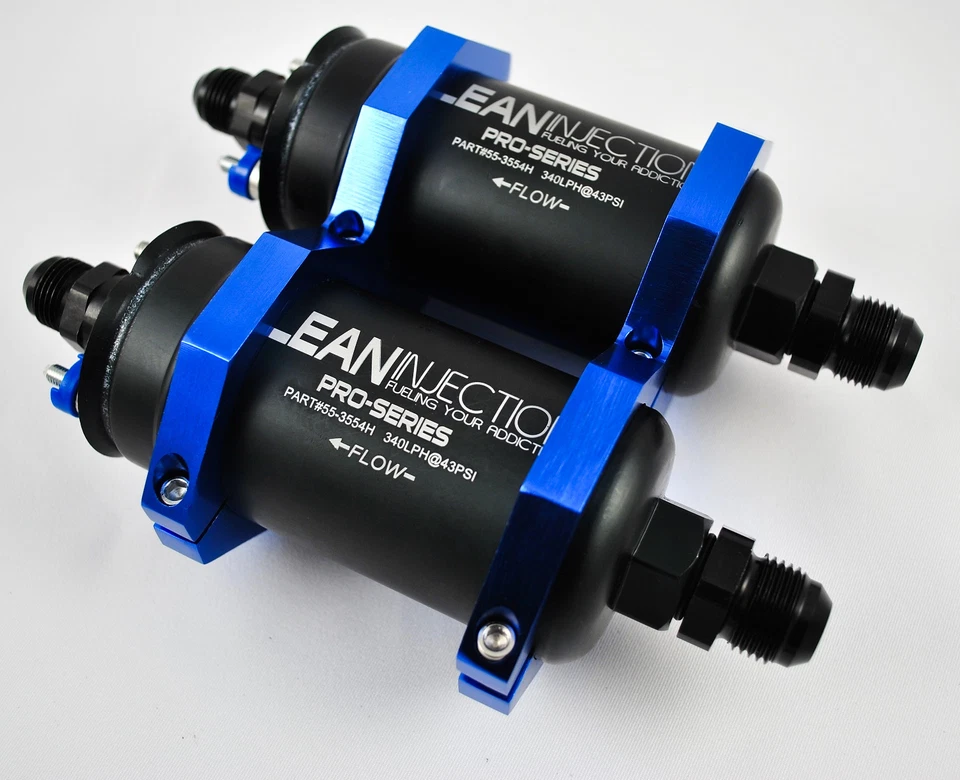 external Dual 340LPH inline high flow EFI fuel pump 8an 10an bosch 044 style an8 - Image 4 of 4