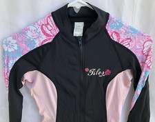Tilos Womans Black/Pink Floral Nylon Light Weight Wetsuit Swimsuit Size Small