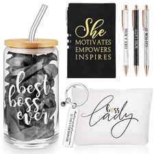 7 Pcs Boss Day Gift Sets Lady Thank You Gifts for Women Best Boss 16oz Glass ...
