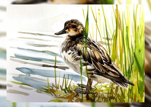 Watercolor Duck 5"x7" Print on Matte Paper | Elegant Wildlife Art - Picture 11 of 17