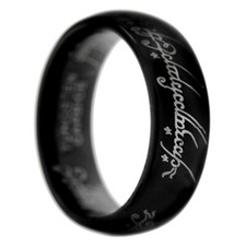 8mm Tungsten Black Lord of the Rings Hobbit Wedding Band Laser Engrave Size7-15
