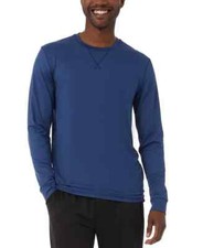 32 Degrees Men's Crewneck Long-Sleeve Pajama TShirt, Blue, L