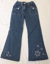 Gymboree Girls Wider Leg Jeans With Snowflake Embroidery Sz 6 Slim. EUC