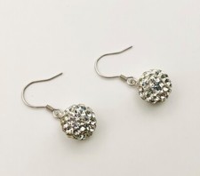 Sterling Silver Paved Sparkling Ball Earrings, Stamped 925
