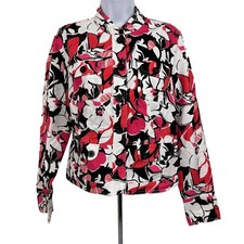 Charter Club Button Down Jacket Women's Medium Long Sleeve Lightweight Floral