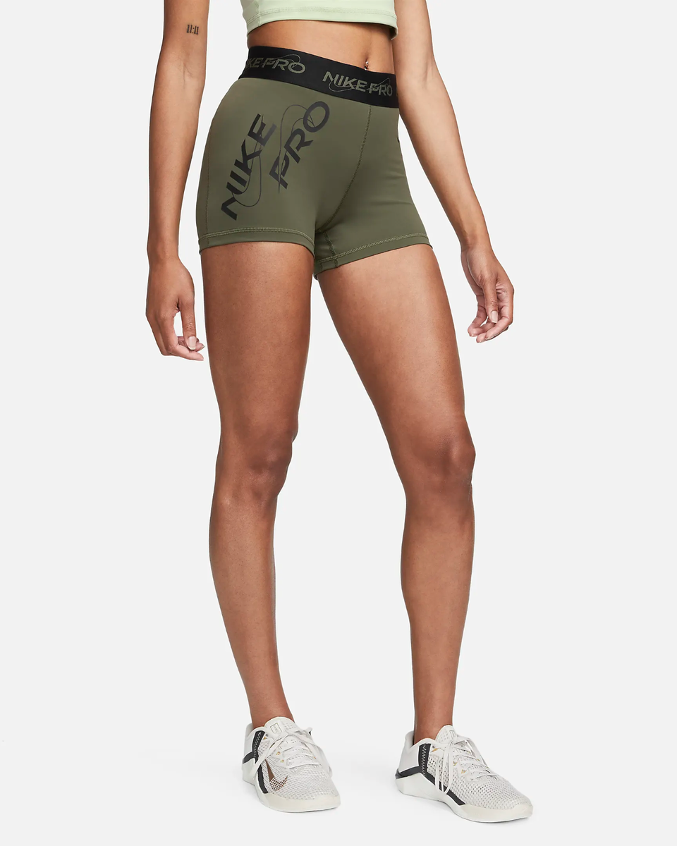 NIKE PRO Women's MID-RISE 3” GRAPHIC SHORTS Tights Size XL Cargo