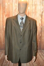 Hart Schaffner Marx Men Comfort Check Herringbone 3 Button Sports Coat Sz 46R