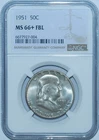 1951 P NGC MS66+FBL Full Bell Lines Franklin Half Dollar