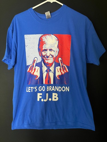 Maglietta Politica USA Uomo "Let's Go Brandon" &ndash; Nuova, Non Indossata, Taglia Regular, Cotone/poliestere