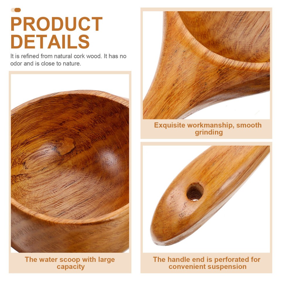 Dipper Utensil Wooden Ladle Small Soup Solid Spoon Large Water Scoop eBay