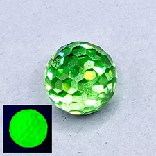 Vintage Disco Ball Uranium Glass Component Green Faceted 16mm 1970s NOS