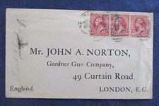 1891 US to London England Trans Atlantic Cover John A Norton Garder Gun Co