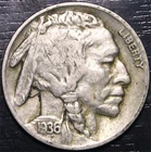 1936 S Buffalo Nickel 5c US Coin San Francisco Mint