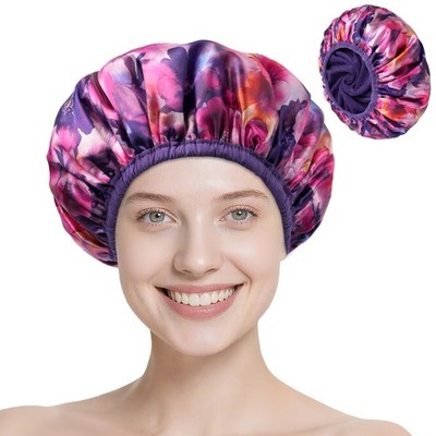 Upgraded Terry Shower Cap for Women, Reusable Waterproof General Size, Purple