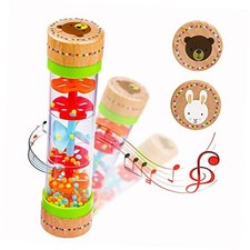 BIUWING Rainmaker Rain Sticks, Mini Wooden Musical Shake, Beaded Raindrops -