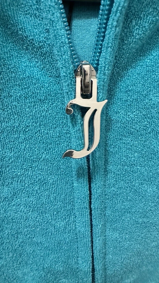 Sudadera con capucha y pantalones cortos Juicy Couture Terrycloth Coastal Teal manga corta, talla M nueva con etiquetas Foto 4 de 4