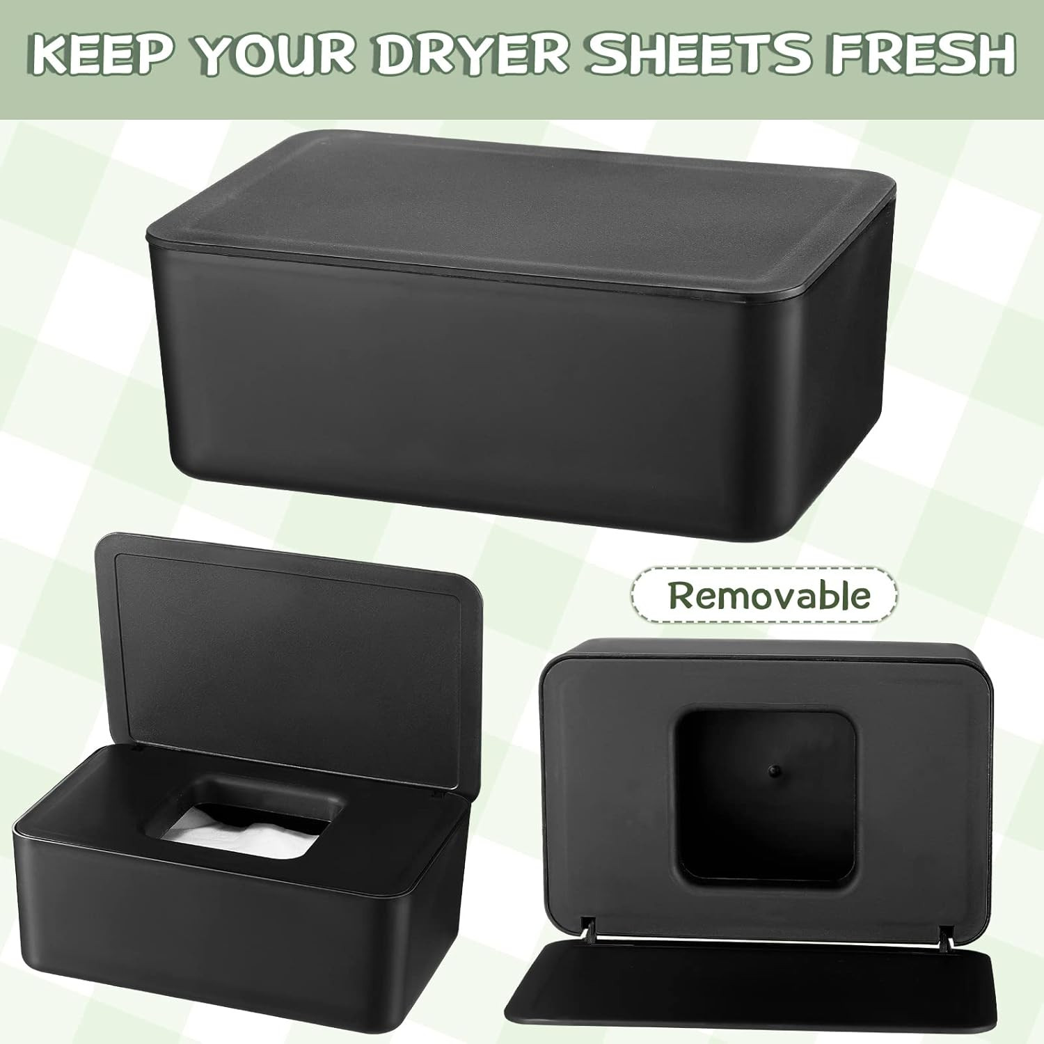Dryer Sheet Holder with Hinged Lid,Plastic Dryer Sheet Dispenser Container Stora