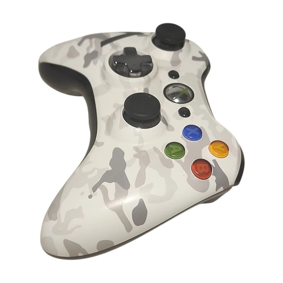 Controlador de juego inalámbrico camuflaje blanco ártico OEM Microsoft Xbox 360 raro  Foto 4 de 4