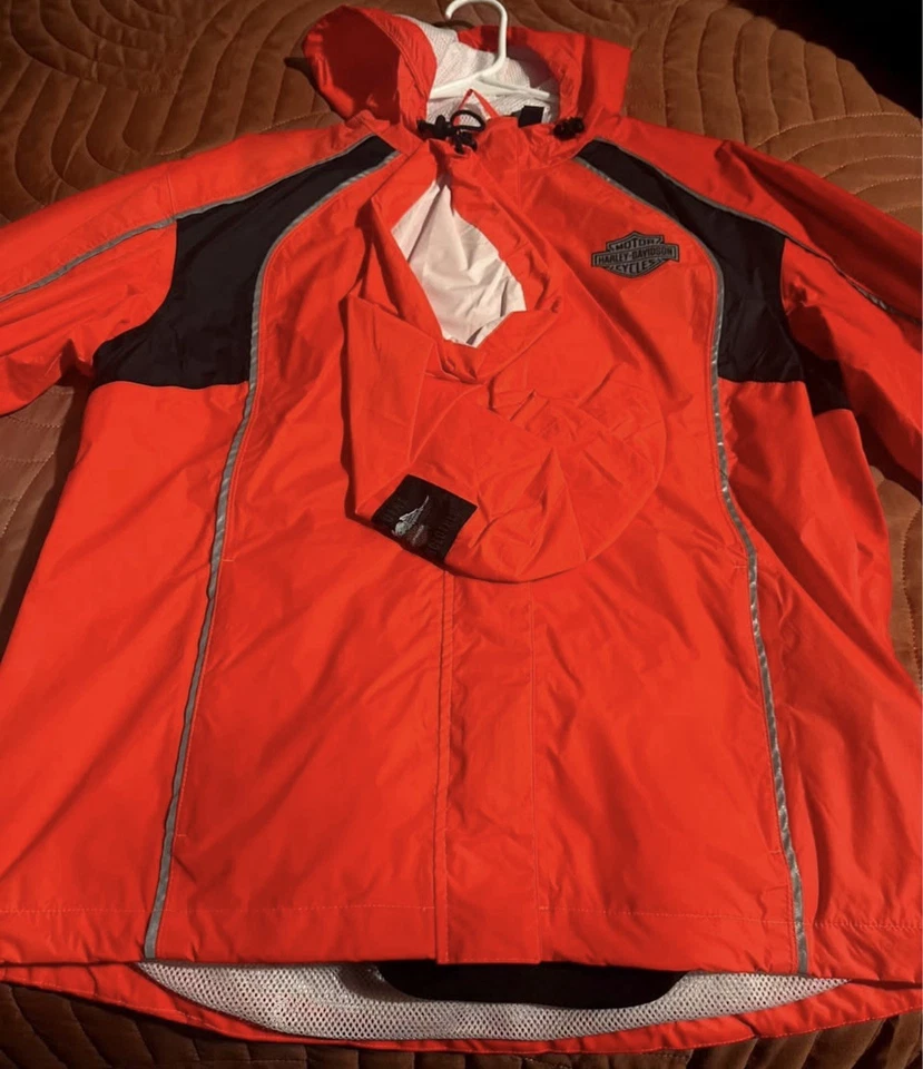 Harley Davidson Cortavientos Chaqueta de Lluvia Pantalones Traje 2 Piezas Conjunto y Bolsa Talla M Foto 2 de 4