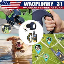 Retractable Reflective Dual Pet Leash Lead& Dog Shock Training Collar 3300FT.