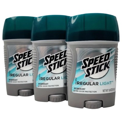 3 Pack Speed Stick Regular Light Deodorant Full Size 1.8oz