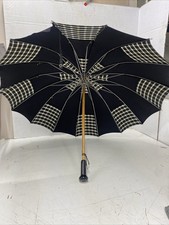 Vintage Umbrella Black Checked Plaid