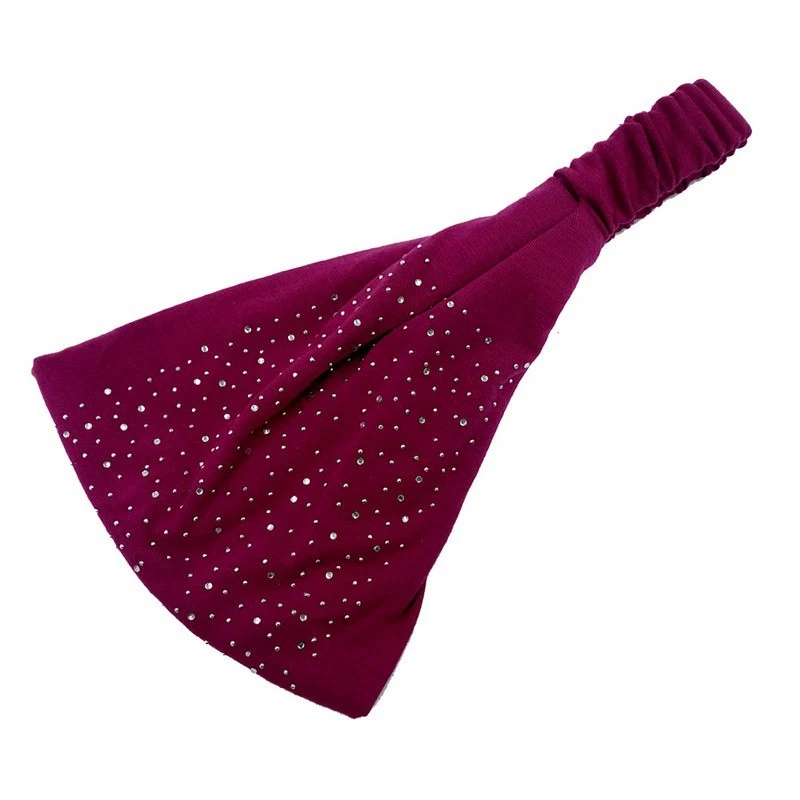 Banda para el cabello turbante diadema ancha estrástica ligeramente color damas elástica Foto 4 de 4