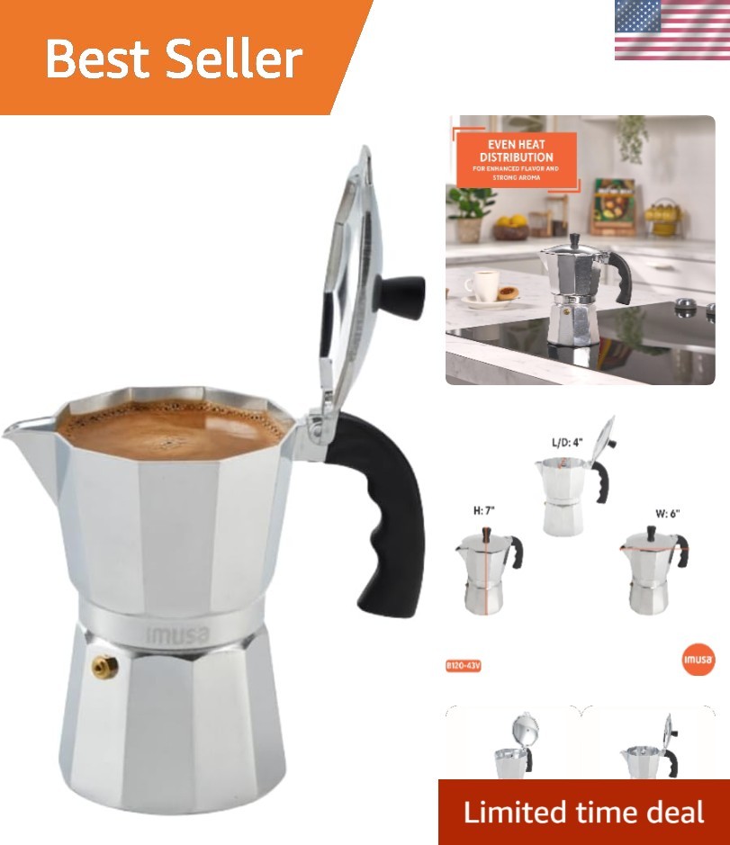 - 6-cup Aluminum Coffee Pot With Cool Touch Handle