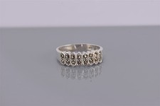 Sterling Silver 6mm Accented Scalloped Pillars Band Ring 925 Sz: 8