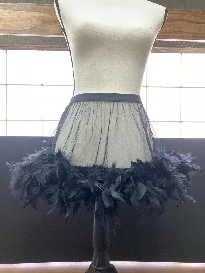 Vintage Hot Topic Black Maribou Feather Trimmed Tutu Halloween Cosplay Costume - Image 2 of 4