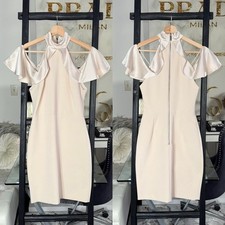 Alice + Olivia Ebony Cold Shoulder Ruffle Trim Sheath Dress Womens Size 2 EUC