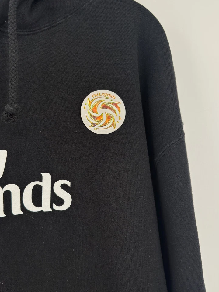 Sudadera con capucha Fly Legends para hombre negra con logotipo XXL rosa con cordón de delfín Foto 3 de 4