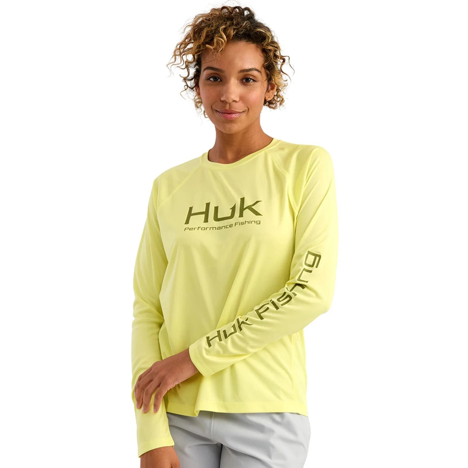 Huk Pursuit Crew Women's Tech Shirt, Vintage Chartreuse, Large
