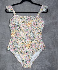 Kona Sol Ditzy Ruffle Shoulder Medium Coverage One Piece Swimsuit Sz Medium NWT