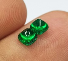 Zambian Emerald Pair: 0.86 Ct Green Sugar Loaf Cabochon Gemstones