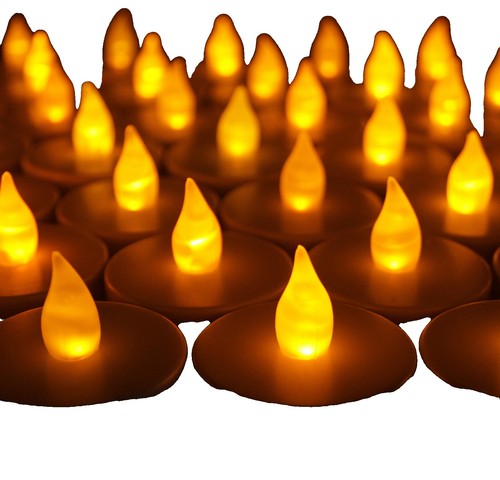 100 pcs AMBER Led Tea Lght Flameless Battery Candles Weddng Party