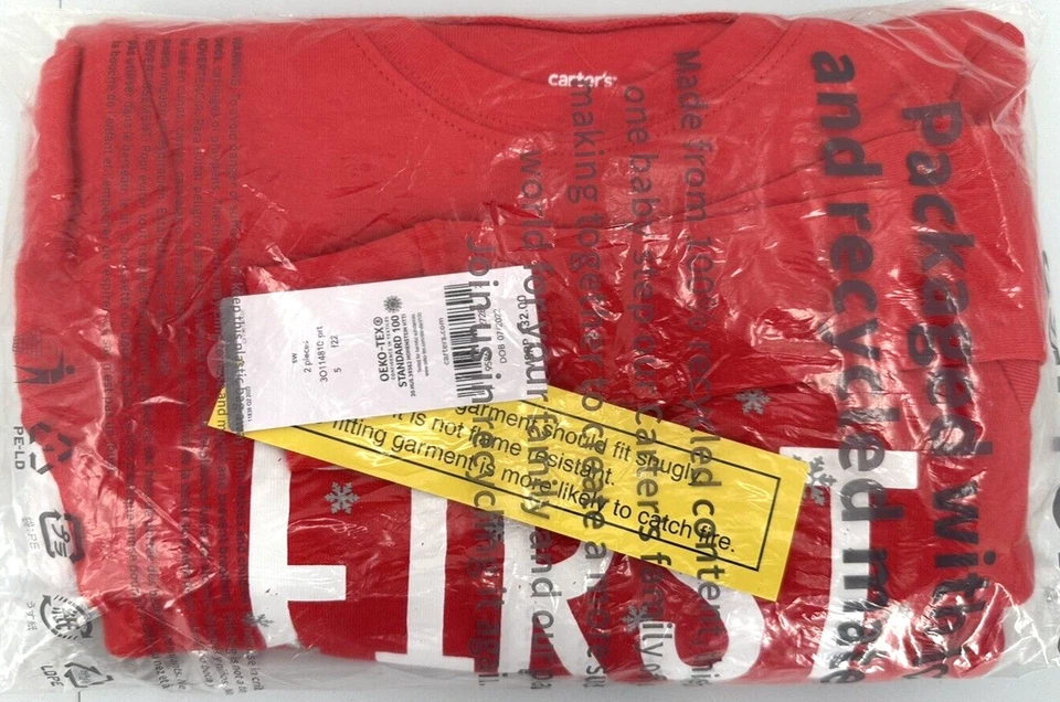 PIJAMA NAVIDAD CARTERS FIRST OUT OF BED NIÑO O NIÑA TALLA 5 ROJO/BLANCO Foto 4 de 4