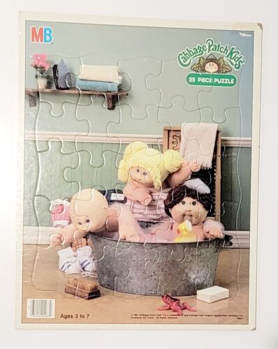 Vintage CABBAGE PATCH KIDS Jigsaw Puzzle 1984 Milton Bradley 25 Piece Kids Bath - Picture 4 of 5