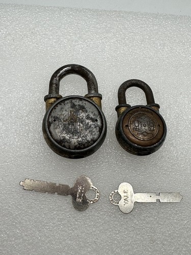 Antique Padlocks Set Of 2 With Keys Stamped 101 And 9-9