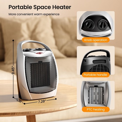 Kismile Small Electric Space Heater,Portable Ceramic Space Heater Fan for Off... - Picture 5 of 6