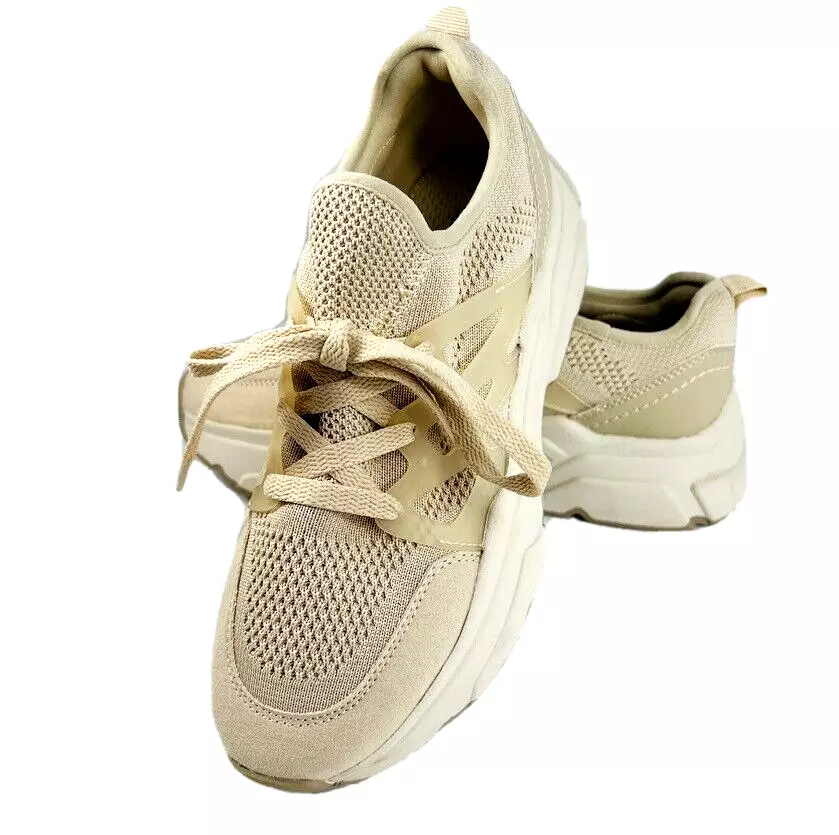 Brandy stavelse Perle H&amp;M Platform Sneakers Women Size 7 Beige Lace Up Knit Mesh Walking  Chunky | eBay