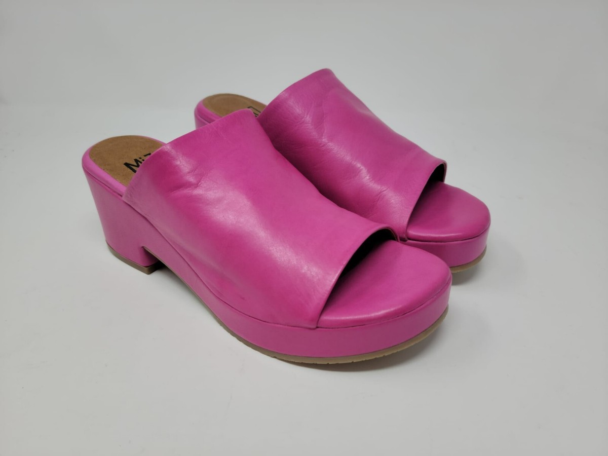 Miz Mooz Gwen Fuchsia Slip On Mule Leather Shoes for Women