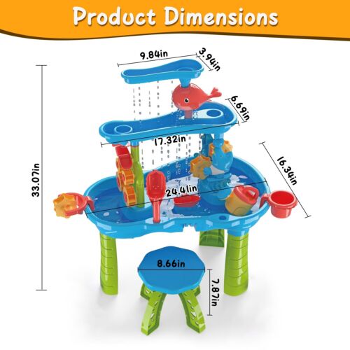 Kid Sand Water Table Toddler Water Activity Table Rain Showers Play Table Toy - Picture 15 of 20