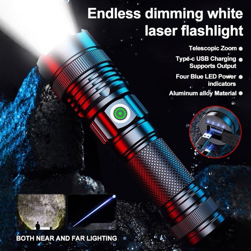 Torcia LEP 30W torcia super luminosa caccia luce bianca batteria integrata US - Foto 6 di 22