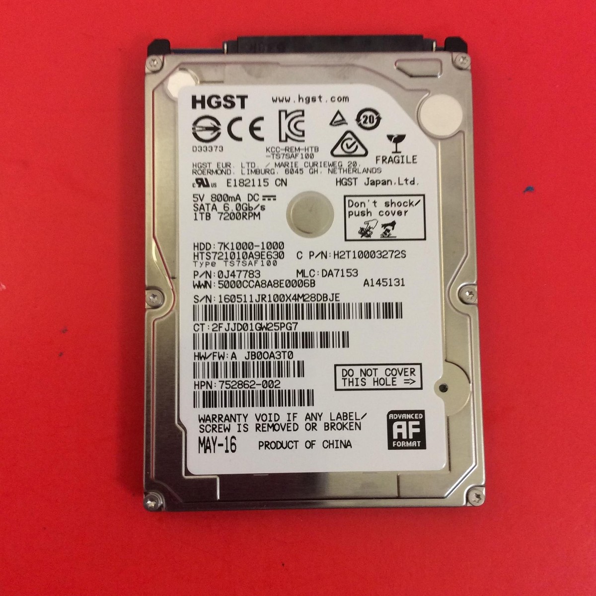 0j47783 HGST HTS721010A9E630 1TB HDD: 7K1000-1000 P/N
