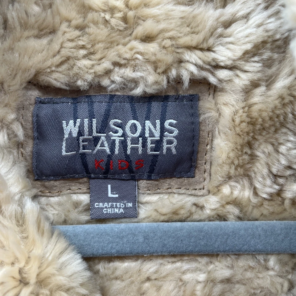 Chaqueta de Cuero Wilson’s Juvenil Grande Imitación Piel Sherling Forrada Gamuza Café Marrón Foto 2 de 4