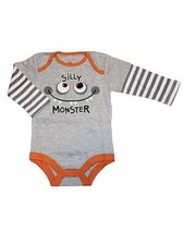 My Halloween Infant Boys Gray Orange Silly Monster Creeper Baby Bodysuit
