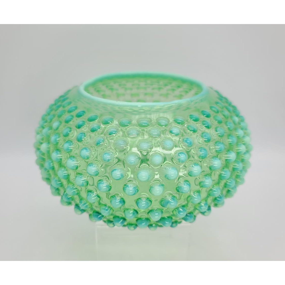 Vintage FENTON Green Opalescent Hobnail Large 6